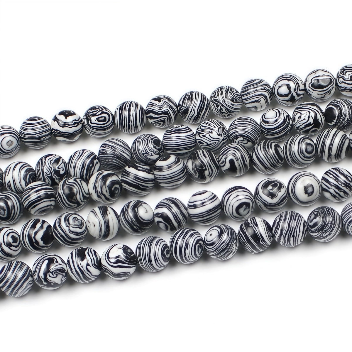 Synthesis Colour Malachite Beads Beautiful Fashion Round Stone Beads for DIY Jewelry Making 15" (Black And White Malachite / 8mm)