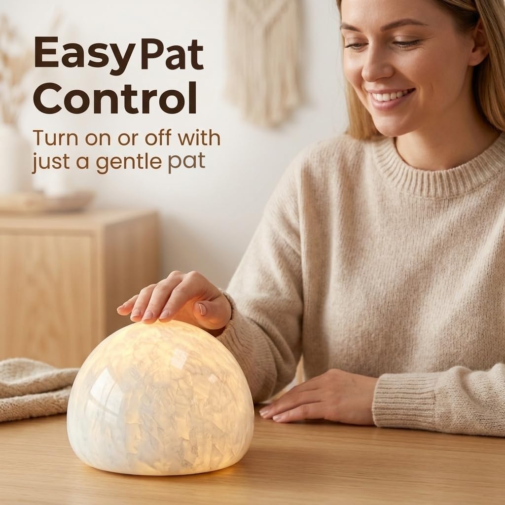 Natural Marble Lamp Cordless Touch Control Night Light 3 (White A)