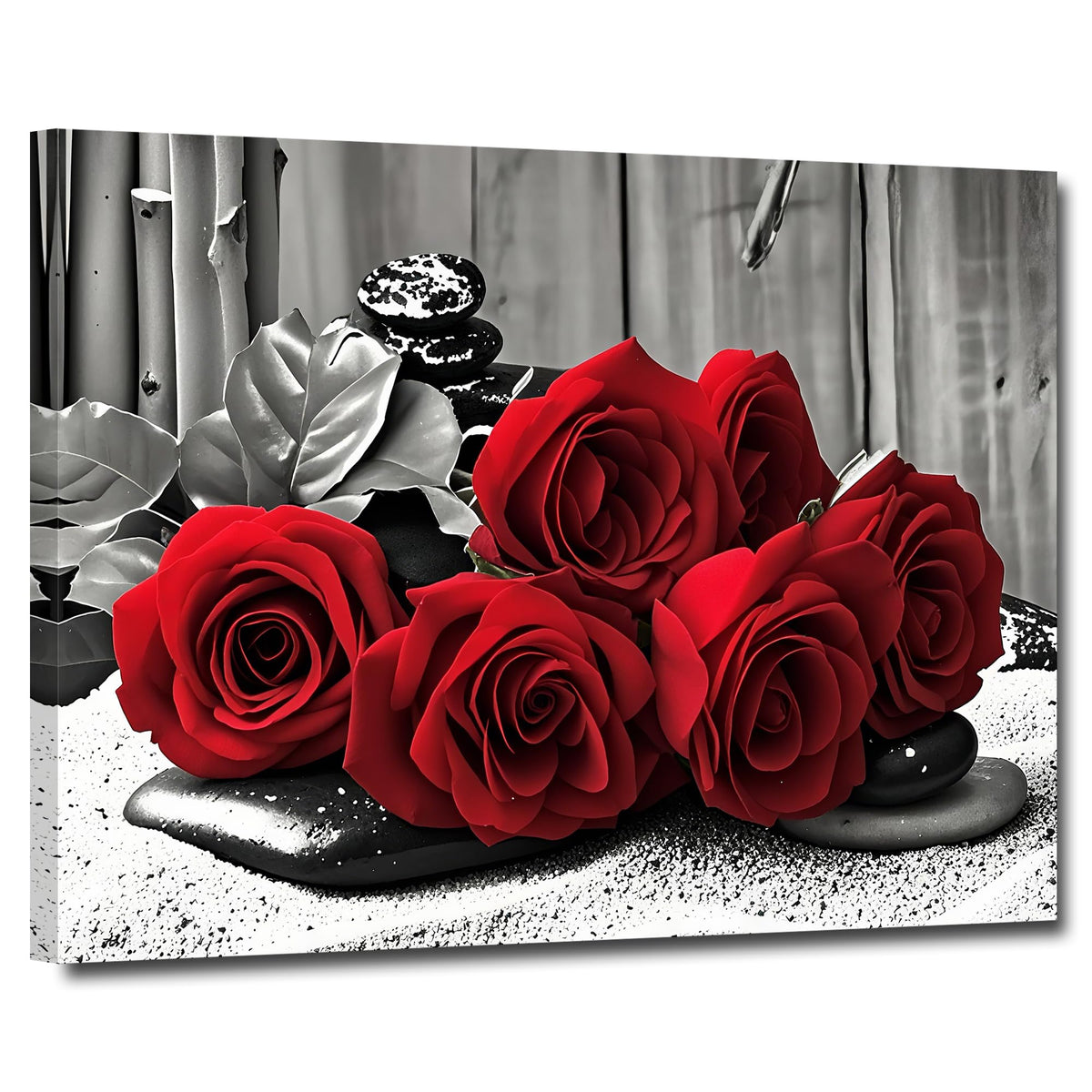 Black and White Red Roses Bathroom Wall Decor Modern Zen Artwork Unique Gift Idea for Bedroom Bathroom Office Home Decor （rose (30.00L" X20.00W'' / rose-3)