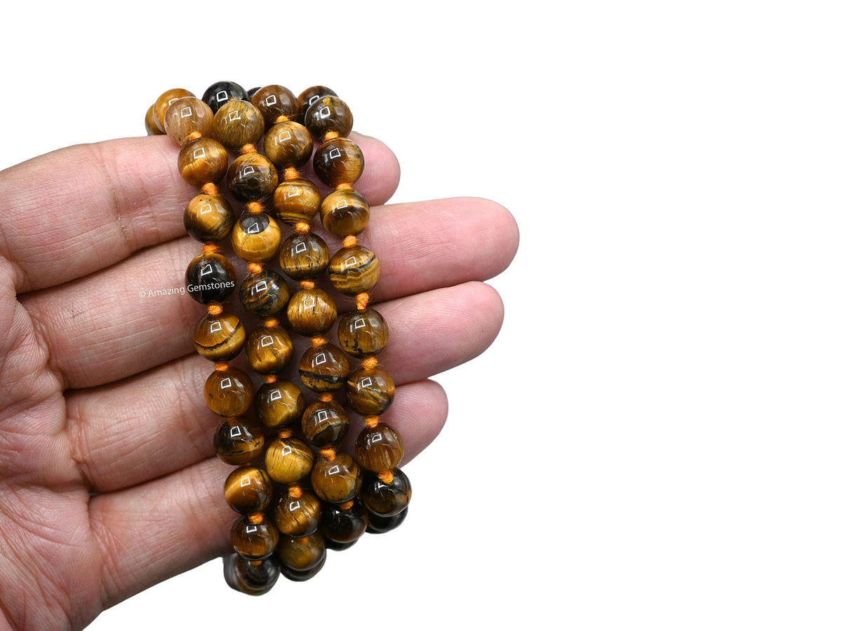 Tigers Eye Buddhist Prayer Beads Japa Mala with 108 Meditation Beads (Hand Knotted / Tigers Eye)