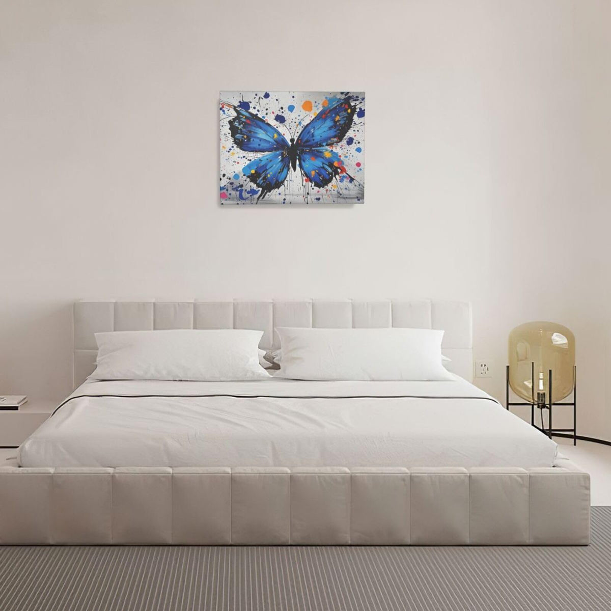 Banksy Butterfly Wall Art Blue Butterfly Street Art Graffiti Wall Decor Pictures Painting Canvas Artwork Framed Decoration Gifts for Women Girl Living Room Bedroom Office 16"x20" (butterfly / 20L"×16W")