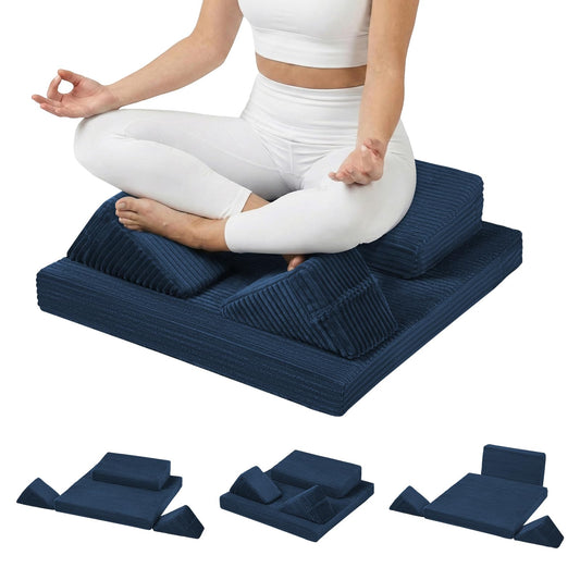 Meditation Cushion (Navy Blue / 24X24X4 Inch)