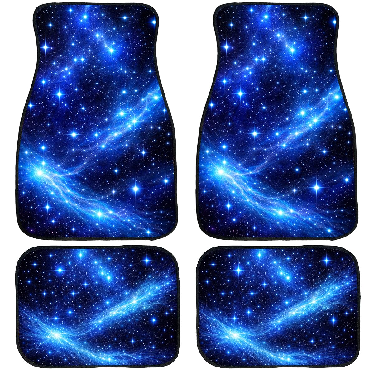 Galaxy Car Floor Mats Set of 4 Blue Starry Night Cosmic Sky Automotive Foot Mats Rugs Carpet for Car Non (26.8"L x 17.3"W x 0.2"Th / Galaxy)