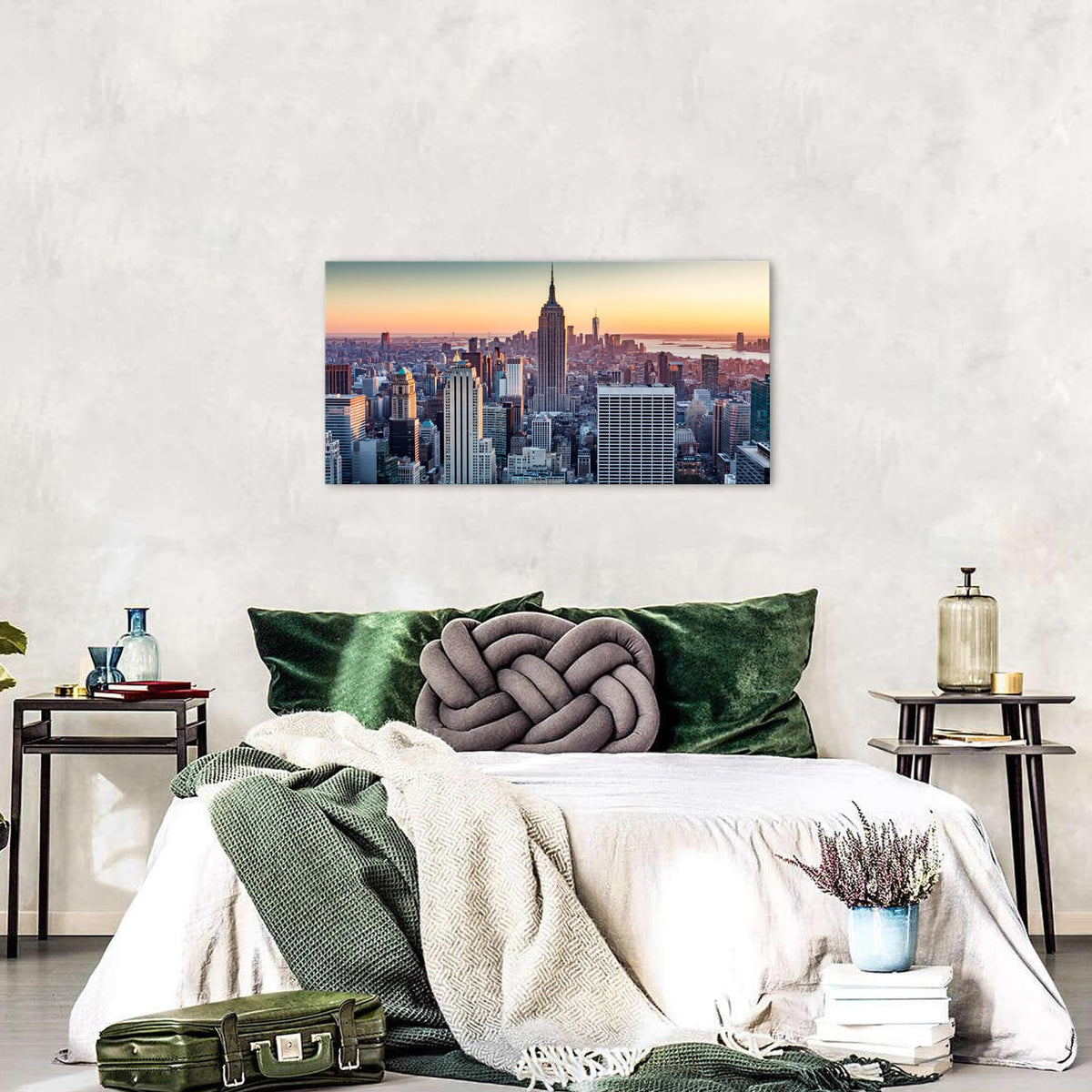 New York City Skyline Wall Art Living Room Modern Building Picture 20x40 (40"L x 20"W / New York)