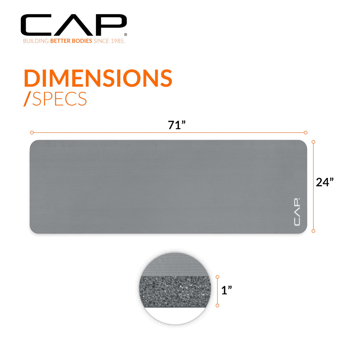 1" Extra Thick Yoga Mat (Gray)