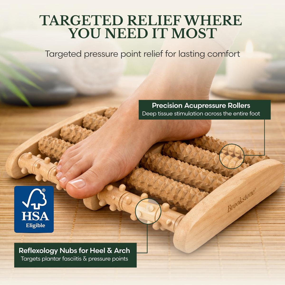 Foot Massager for Neuropathy & Plantar Fasciitis Relief (Oak)