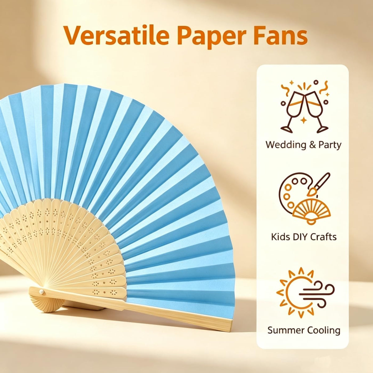 Paper Hand Fans (Blue-50)