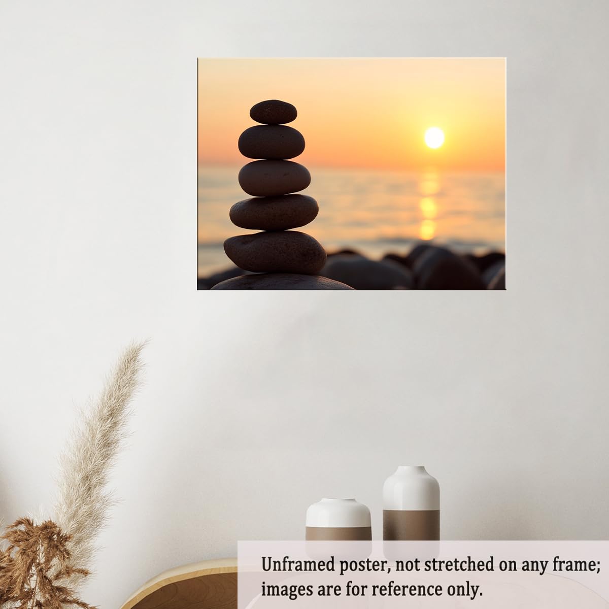 Minimalist Zen Sunset Wall Art (Unframed-2 / 24"L x 36"W)