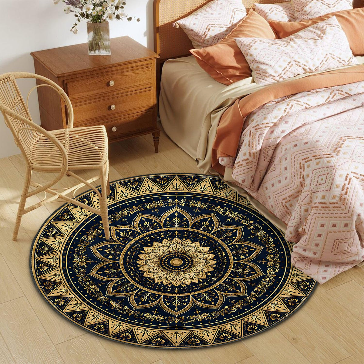 6ft Round Area Rug (Royal Mandala / 6' (Round))