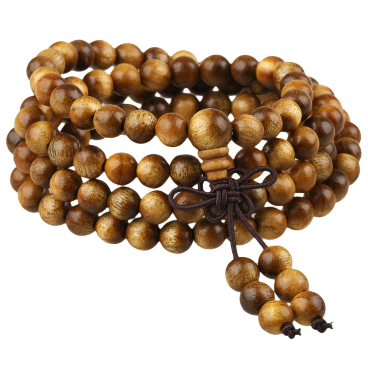 6mm Golden Silk Wood 108 Tibetan Buddhist Prayer Beads Mala Bracelet