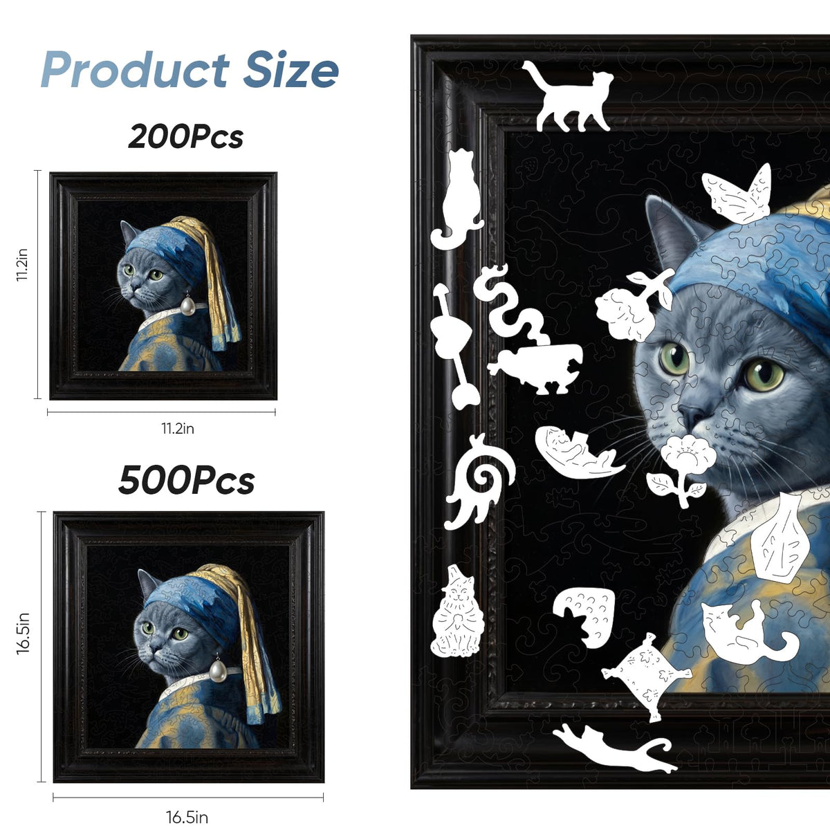Cat Wooden Puzzles for Adults (Cat With a Pearl Earring / 200 pieces)
