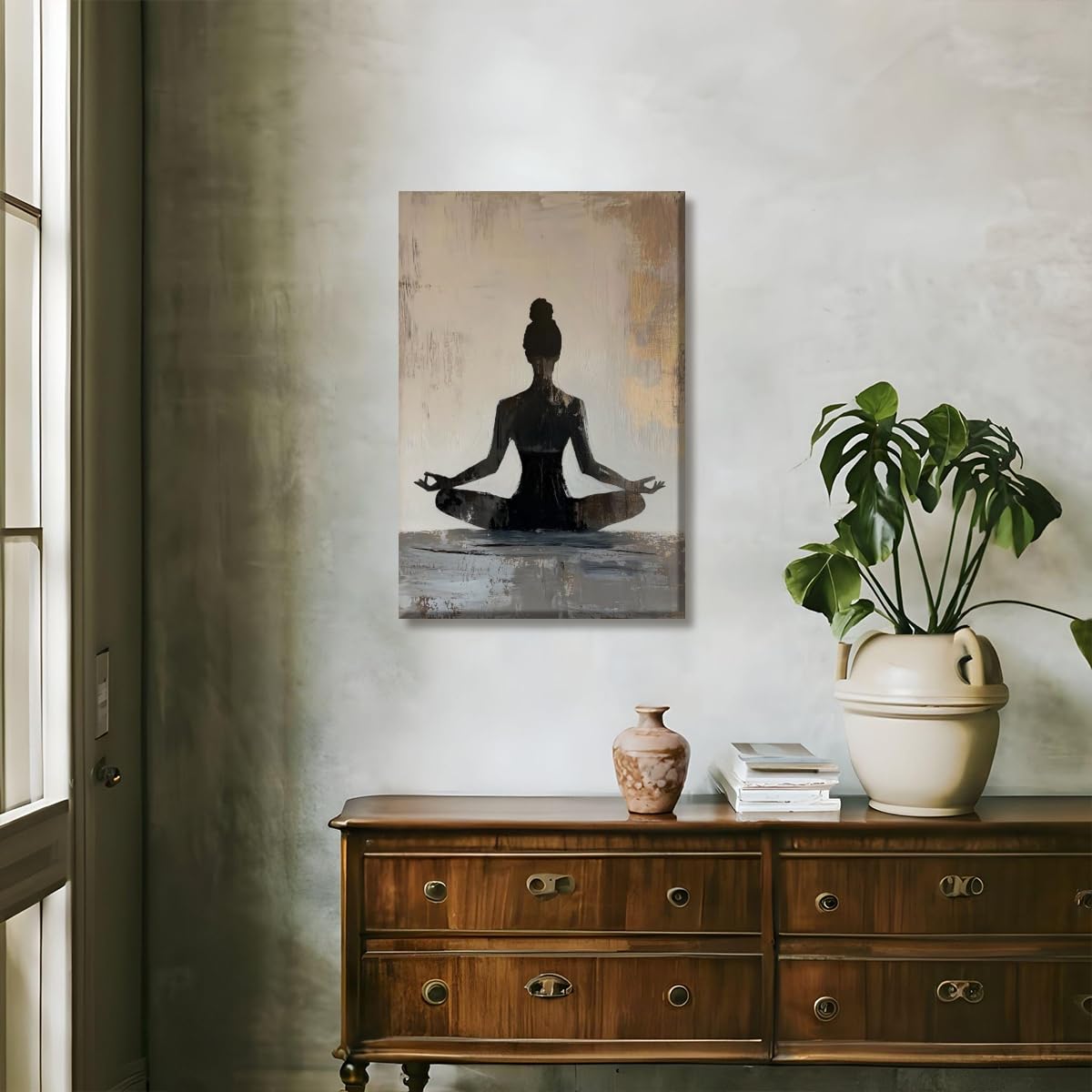 Meditation Wall Art Minimalist Yoga Pose Poster Zen Decor Calming Corner Canvas Prints Mindfulness Wellness Art for Yoga Studio Decor 24x36inch Unframed (style-2-Unframed / 24"L x 36"W - Unframed)