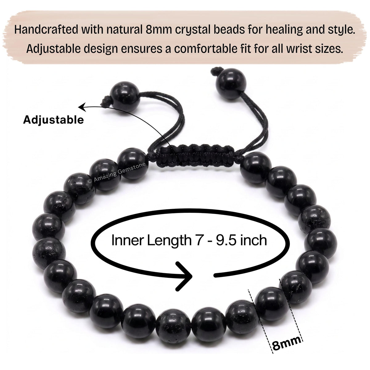 Black Tourmaline Bracelet for Women Men's Gifts (Black Tourmaline)