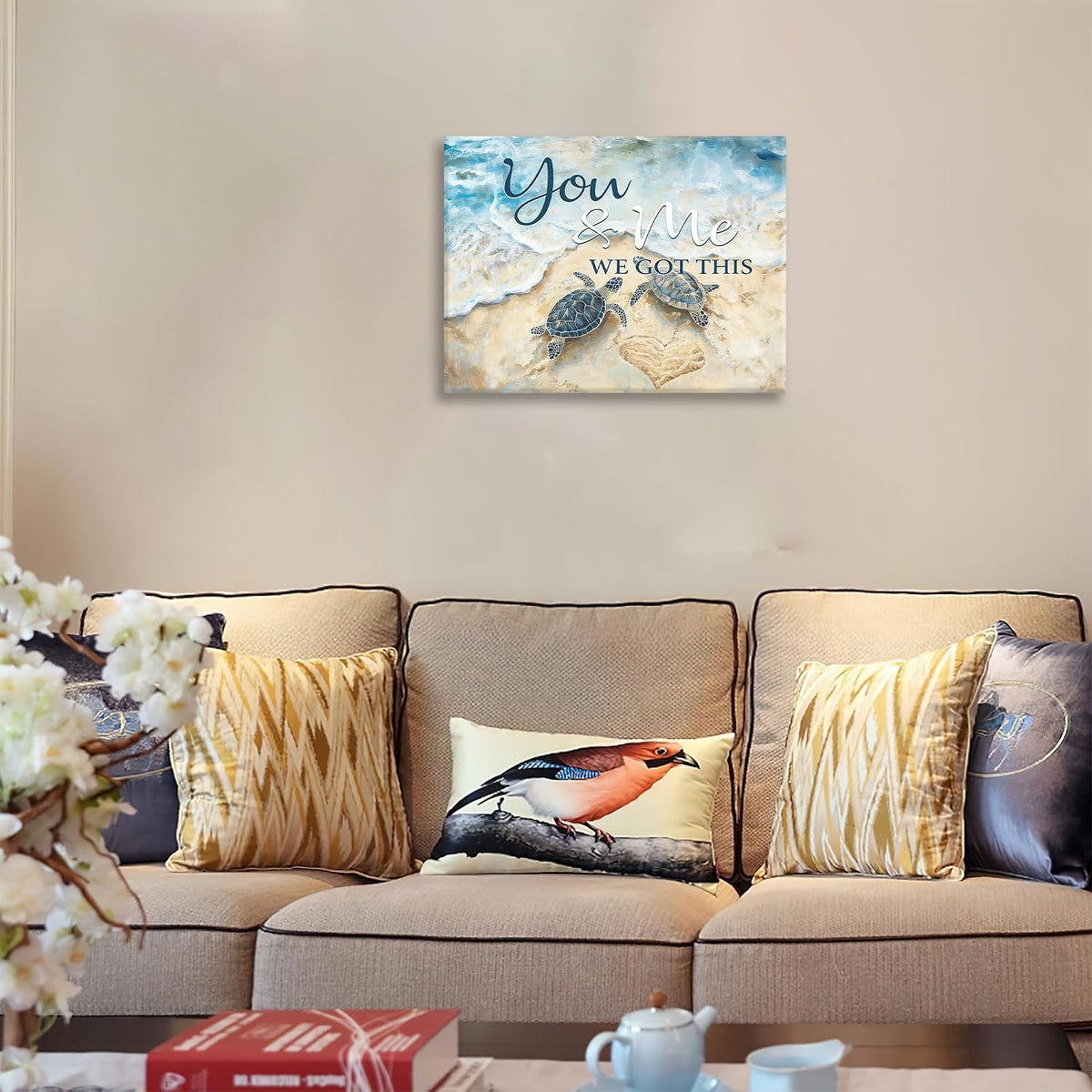 Turtle Canvas Wall Art Inspirational Prints Painting Framed ArtWork 16x20 (Turtles / 20"L x 16"W)