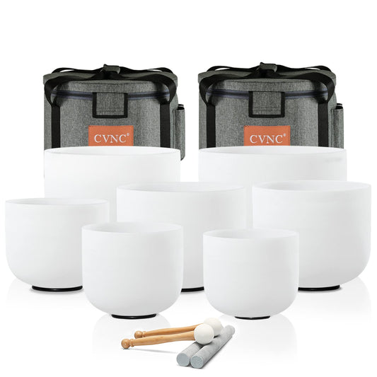 Crystal Singing Bowl Frosted 432HZ Set Of 7 PCS 6 (white)