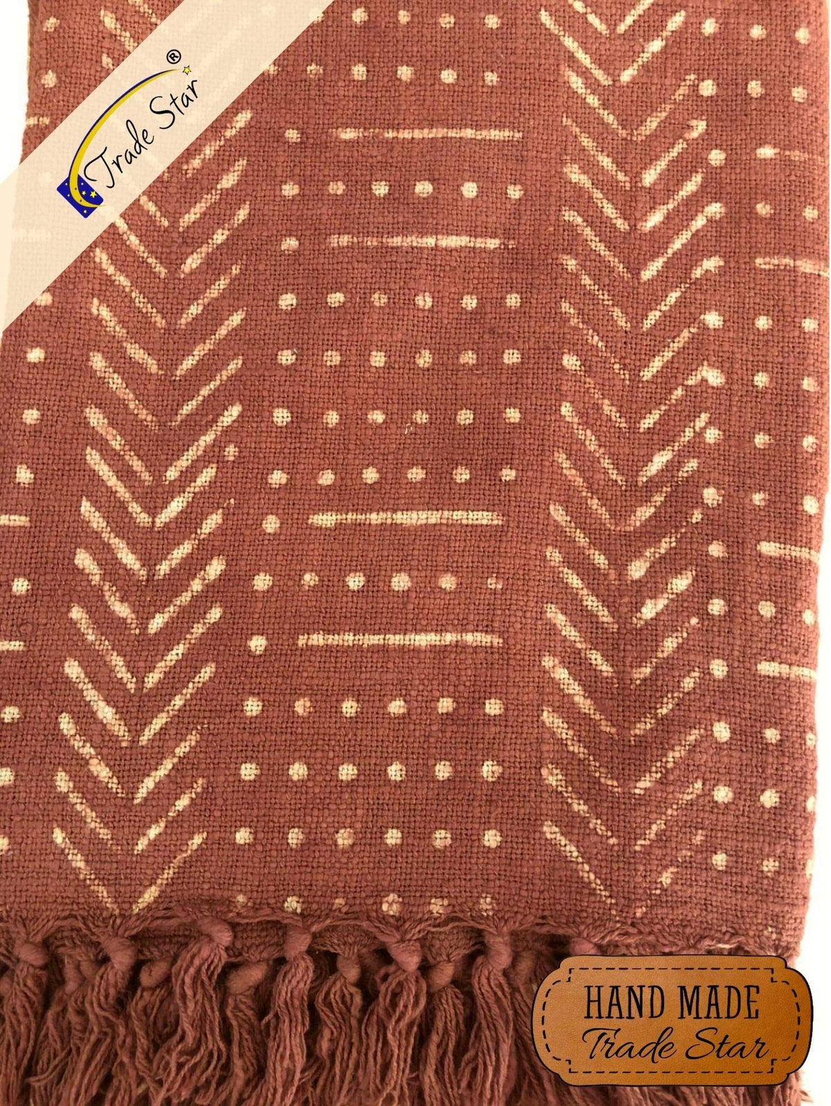 100% Cotton Throw Blanket (Rust / Snow (120 x 170 Cms))