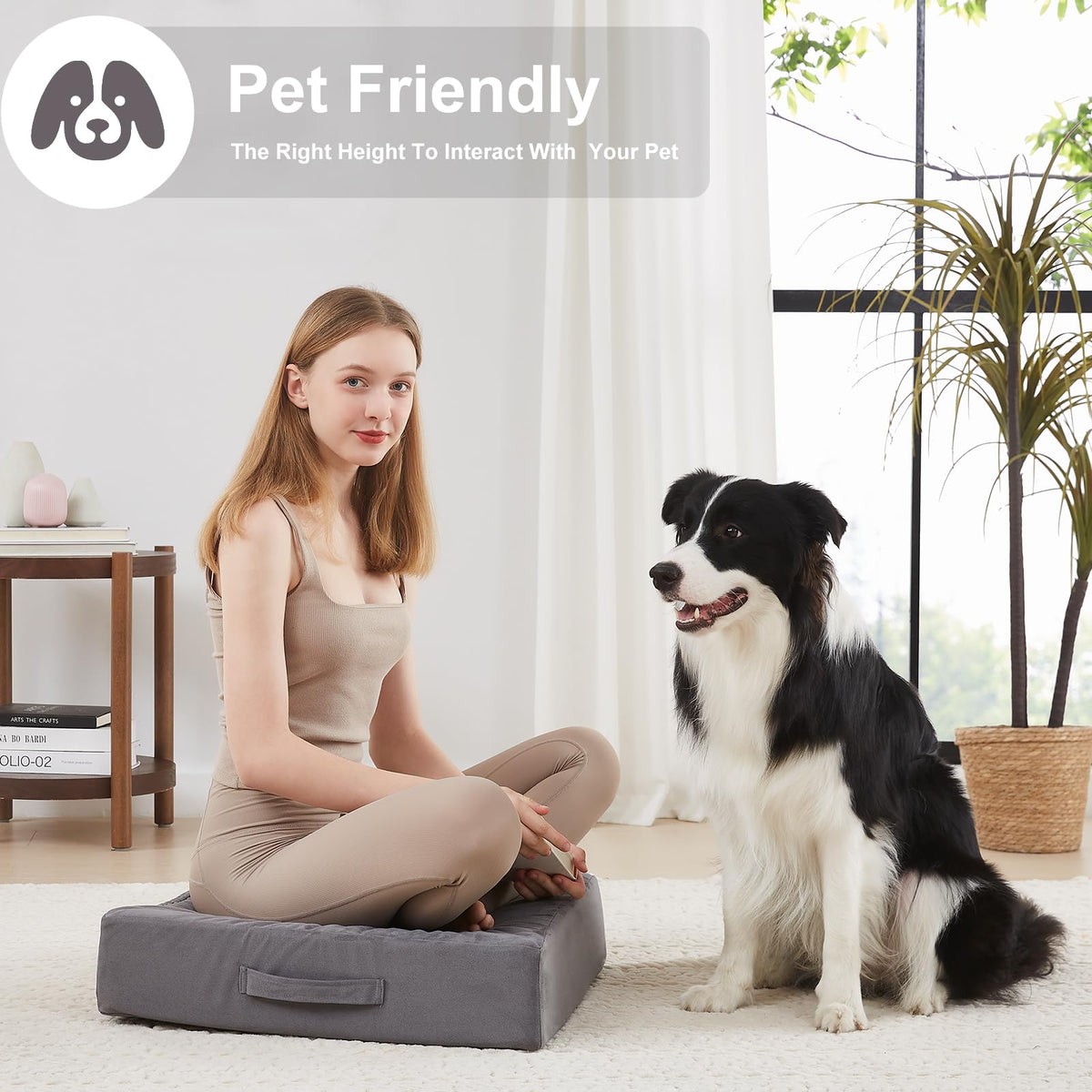 2 Pcs High Density Foam Floor Pillow (Dark Gray / 2 Counts)