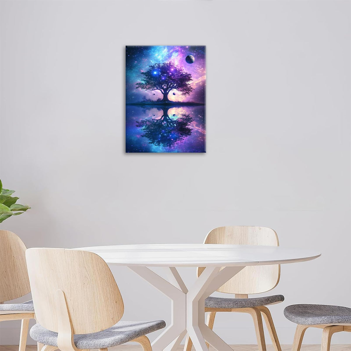 Purple Tree Wall Art Abstract Tree Starry Sky Wall Decor Modern Pictures Painting Canvas Prints Framed Home Artwork for Bathroom Bedroom Office 16"x24" (Space Purple Tree / 24"L x 16"W)