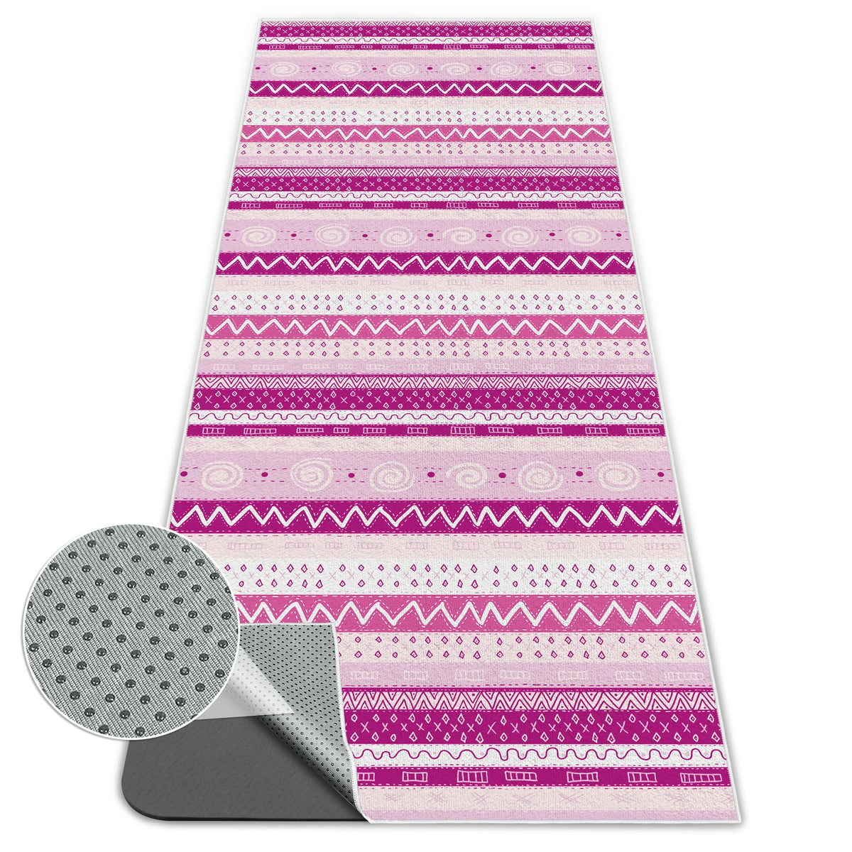 Yoga Towel Absorbent Yoga Mat Towel for Hot Yoga Non Slip (Pink Triangle Geometry / Casual)