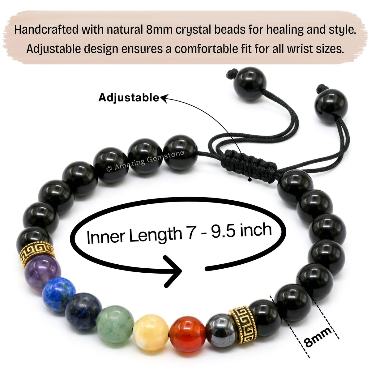 Chakra Black Obsidian Bracelet (Chakra Black Obsidian)