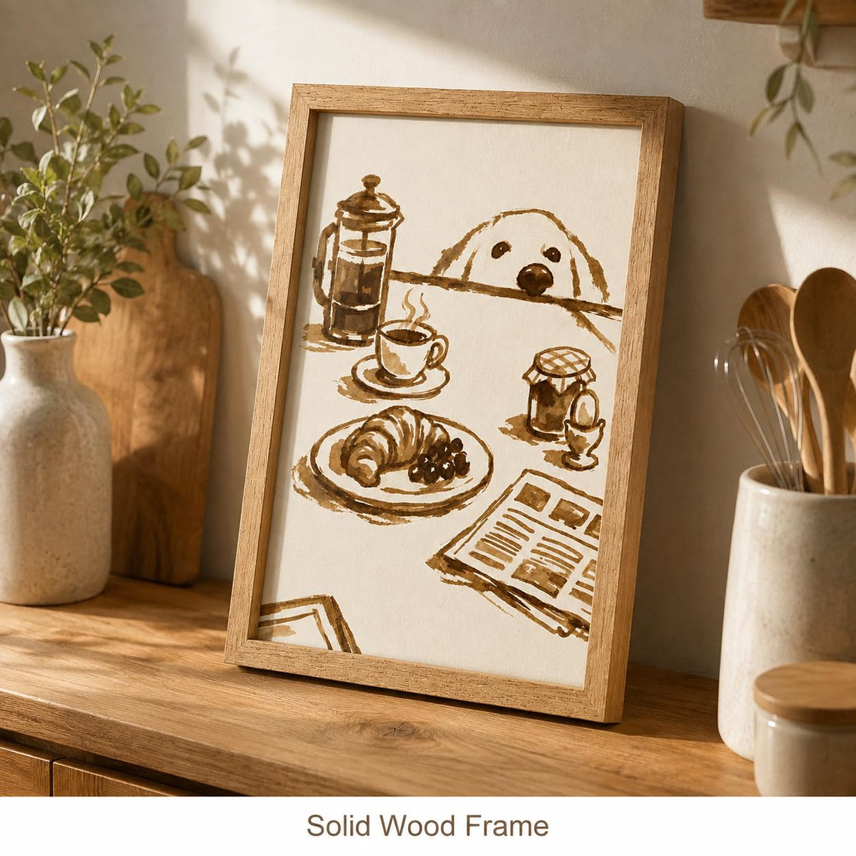 Cute Dog Coffee Framed Wall Art (dog / 10"L x 8"W)