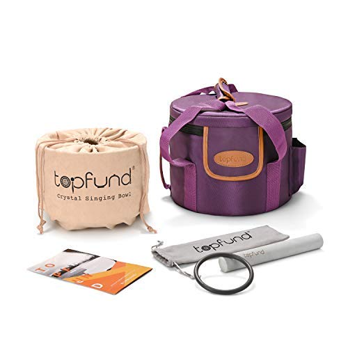 D# Note Crystal Singing Bowl 10 inch Navel Chakra with Heavy Duty Carrying Case and Suede Mallet (10 inch / D# Note)