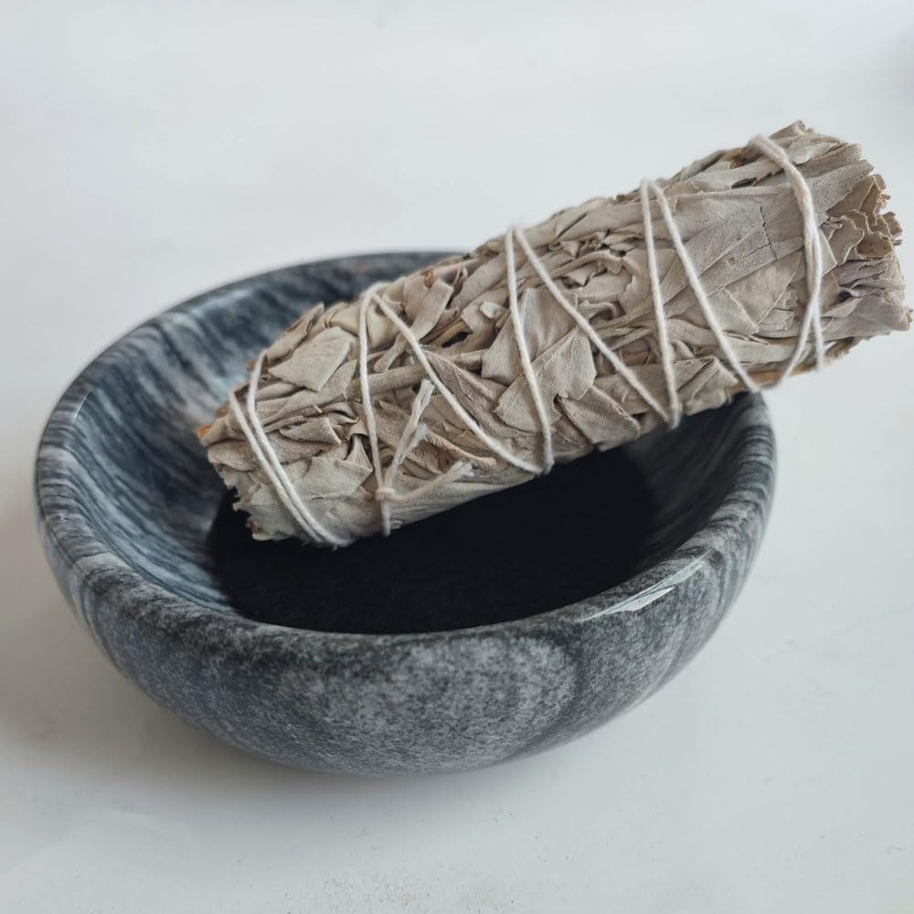 Natural Stone Incense Holder 9 Hole Design Ash Catcher Tray for Incense (Gray)
