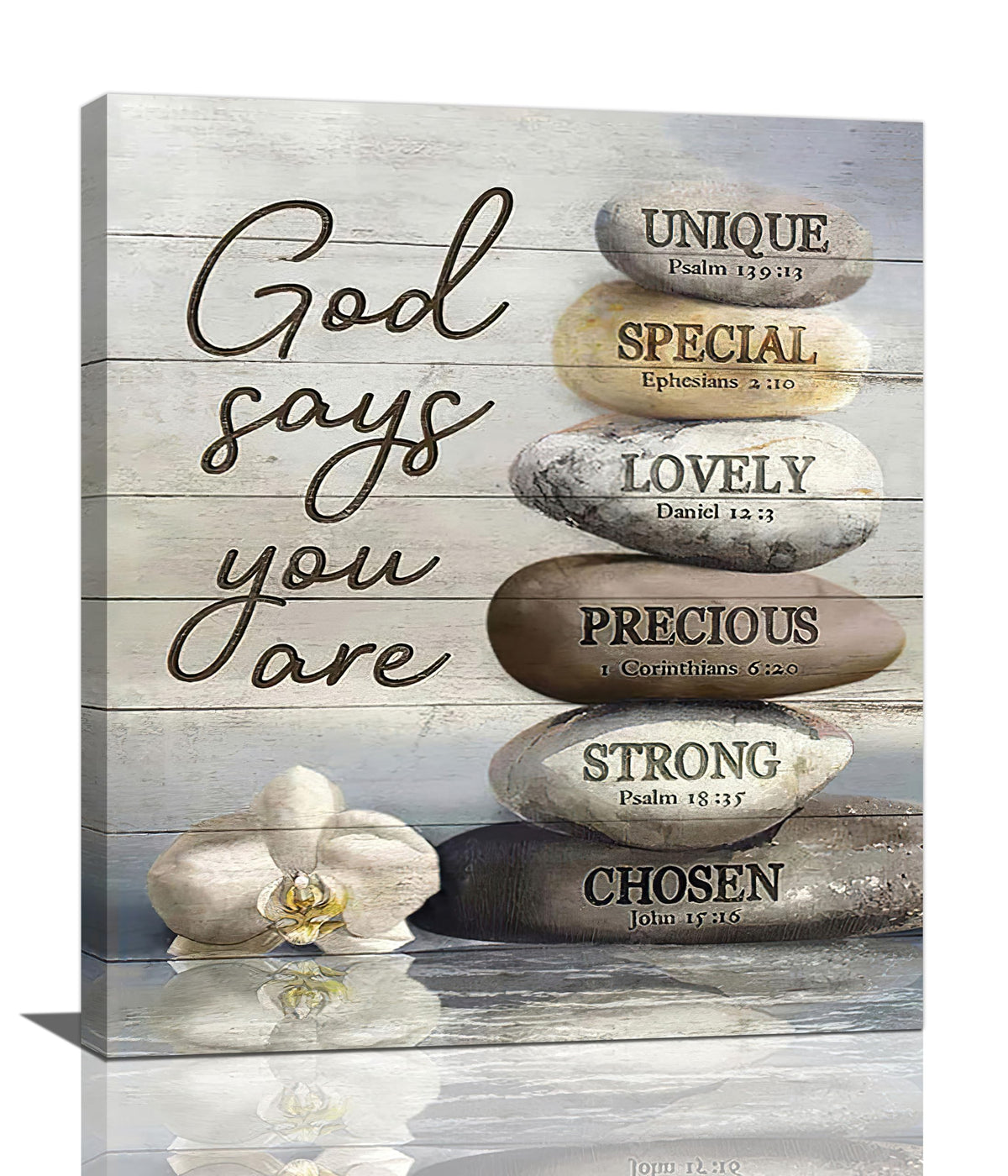 Farmhouse Bathroom Wall Art Rustic Zen Stone Pictures Decor God Says You Are Christian Bible Verse Canvas Country Painting Modern Framed Prints Artwork for Home Bedroom Living Room 20"x24" (20"L x 24"W / Zen Stone)