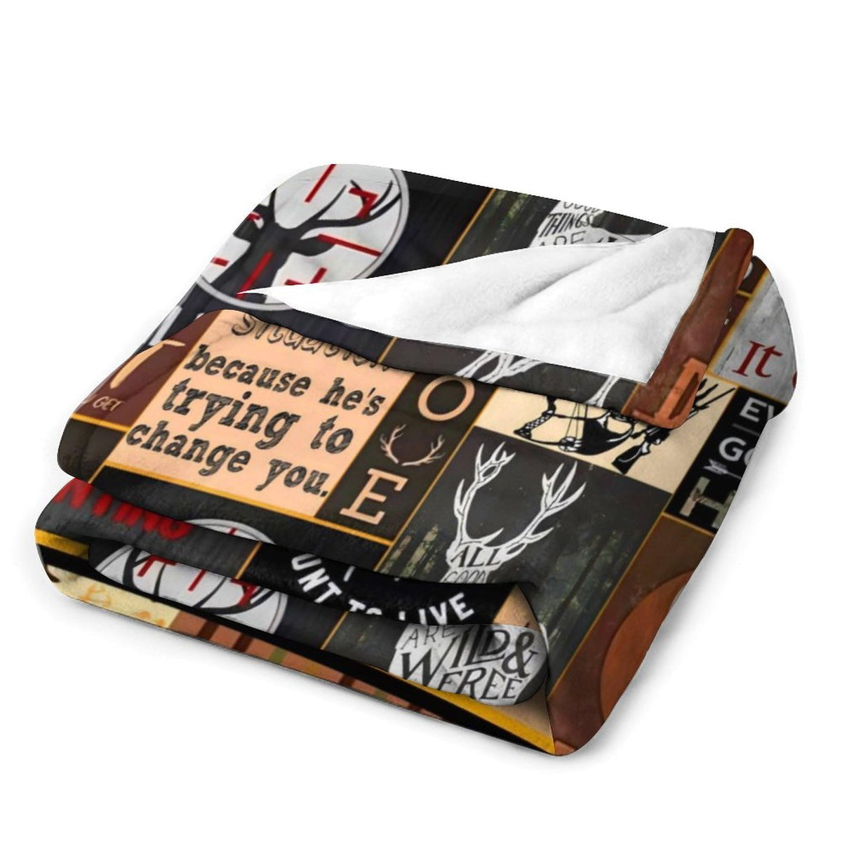 Super Soft Cozy Forest Fleece Deer & Elk Decor Picture Blanket for Men Hunters (50"x60" / Hunting)