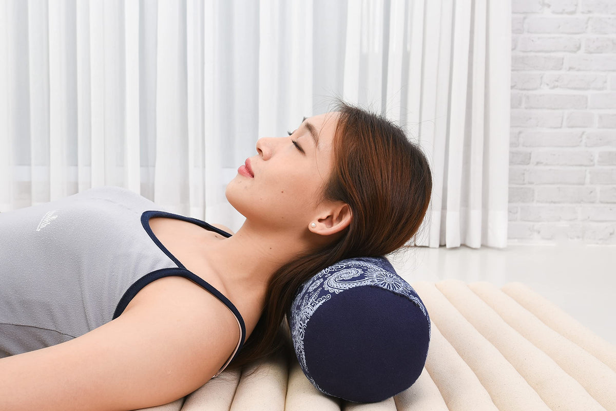 Yoga Bolster 20 x 6 x 6 inches Kapok Roll for Meditation & Massage (Cbt1 - Blue)