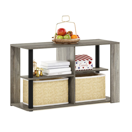 Romain Narrow End Table with Shelves (French Oak/Black / Narrow End Table)
