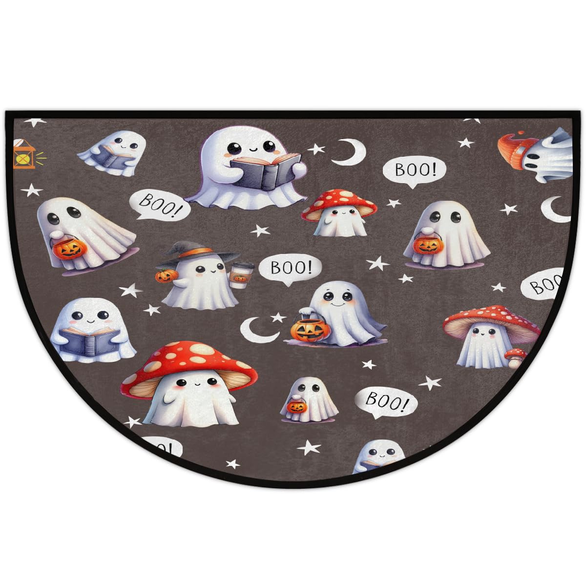 Halloween Half Round Doormat Non Slip Half Moon Rug Outdoor Welcome Mat (B 030)