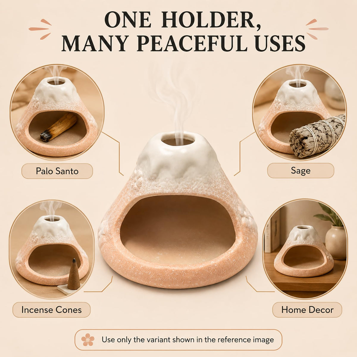 Snow Mountain Palo Santo Holder Ceramic Incense Burner Pink (Pink)