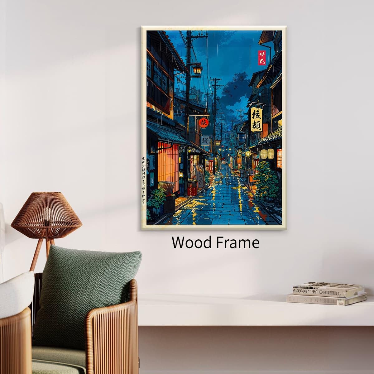 Framed Japanese Wall Art 8x10in Vintage Tokyo Tea House Poster Modern Japan Ukiyo (Wrapped Canvas / Japanese Art / 10"L x 8"W)