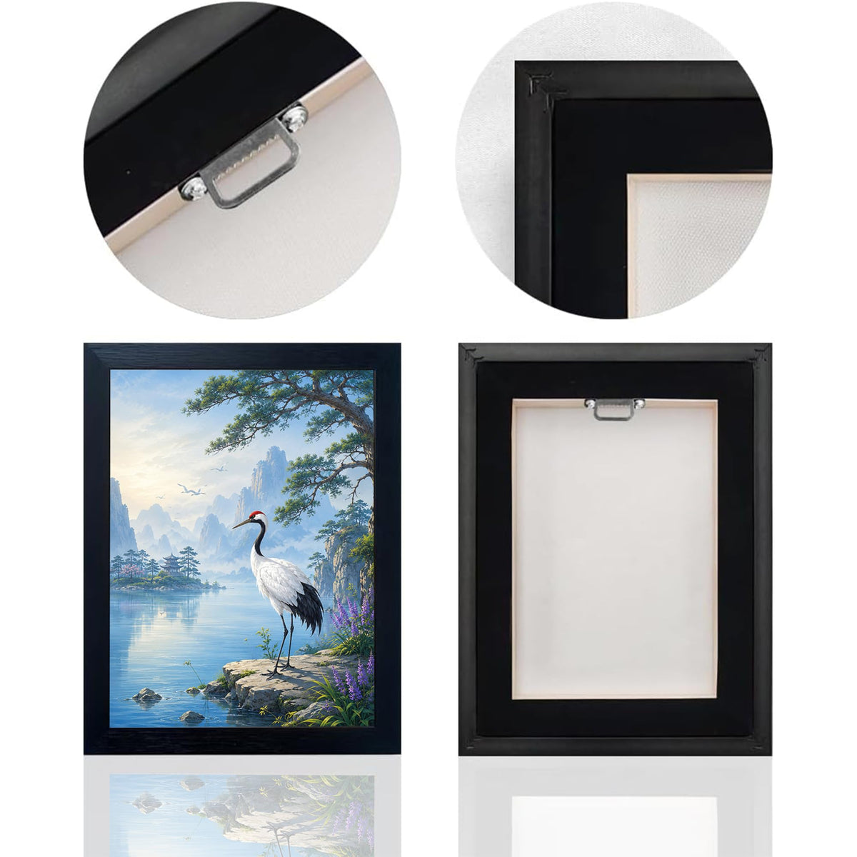 Red Crowned Crane Decor Wall Art (Wall Art Framed 18 / 20"L x 16"W)