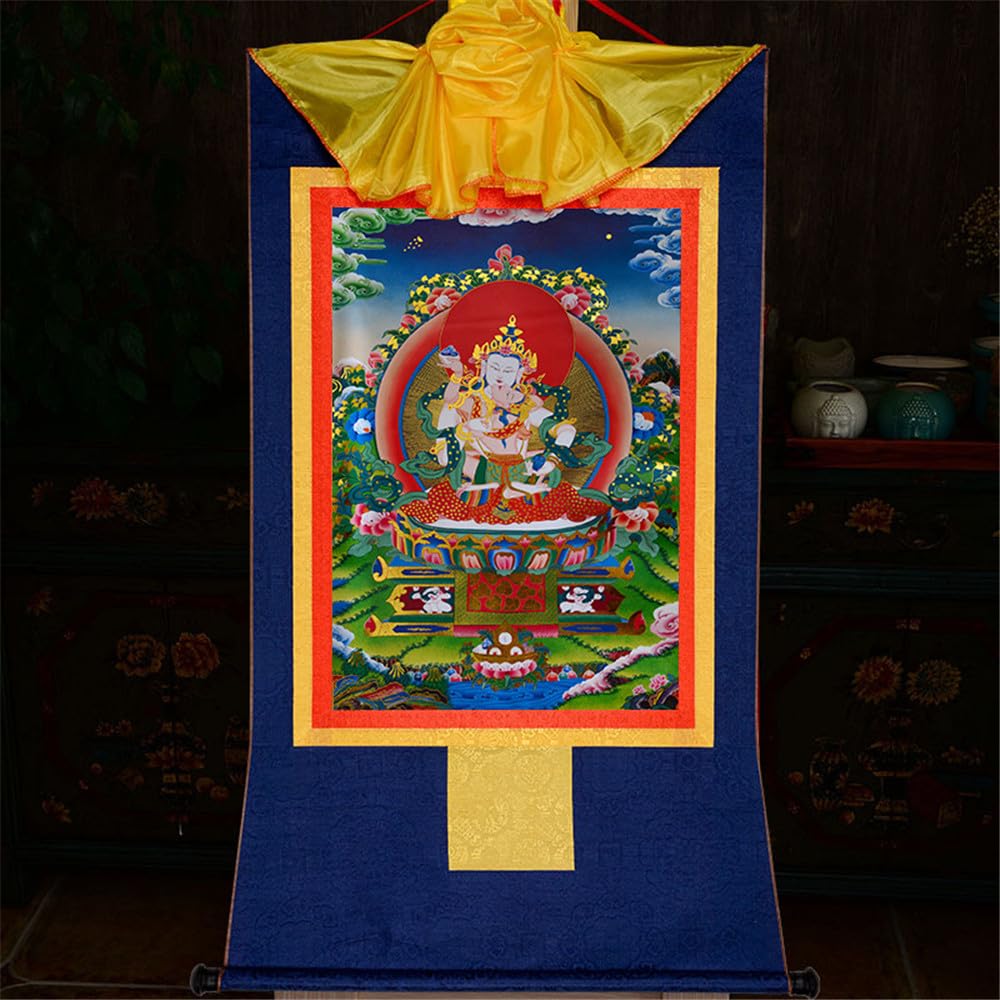 Dorje Sempa Vajrasattva in Yab Yum Thangka Tibetan Thangka Art (Vajrasatva / 13.8"L x 11"W)