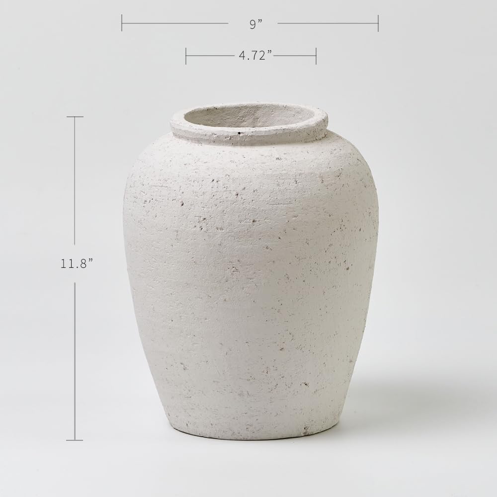 White Ceramic Large Vase (A - White 11.8")