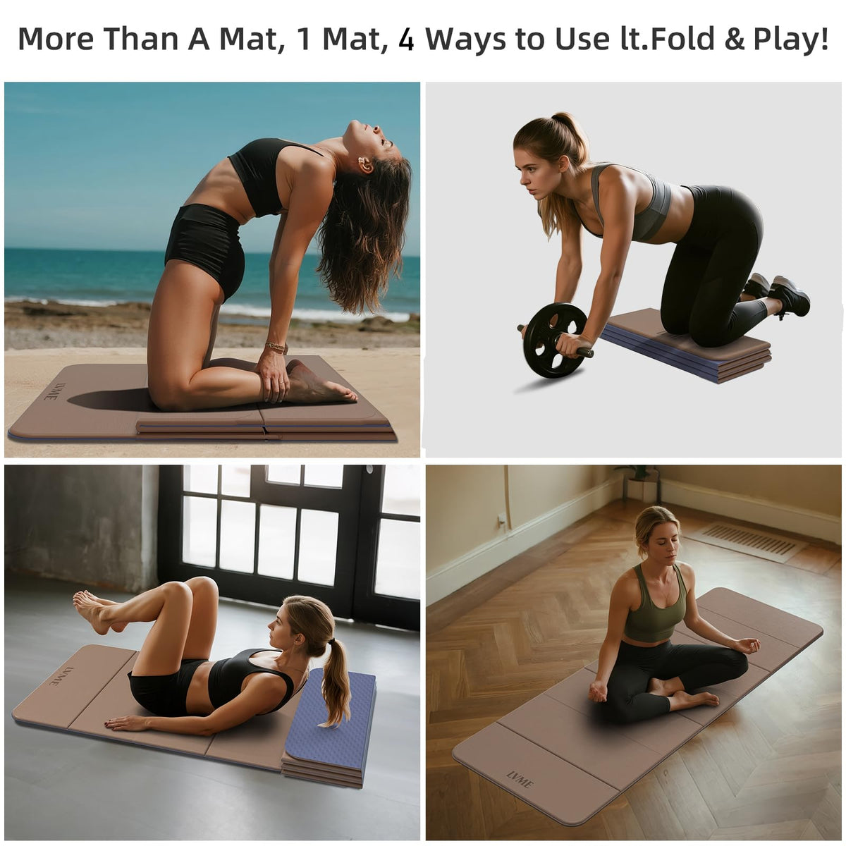 Foldable Yoga Mat (Champagne + Grape)