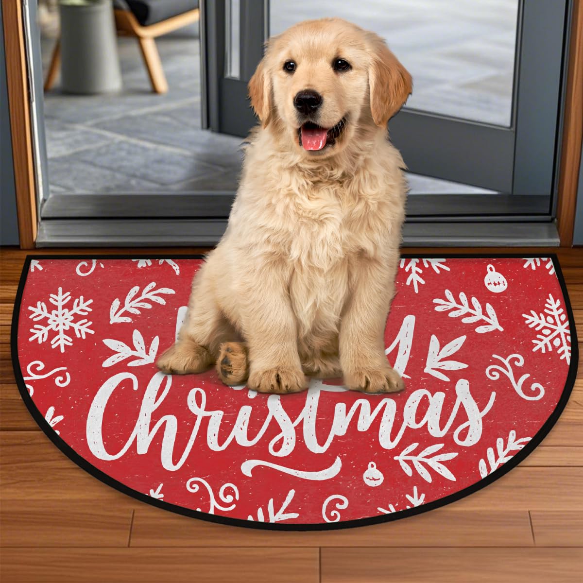 Christmas Half Round Door Mat Outdoor Welcome Entrance Doormat A17 (B-27 Christmas)