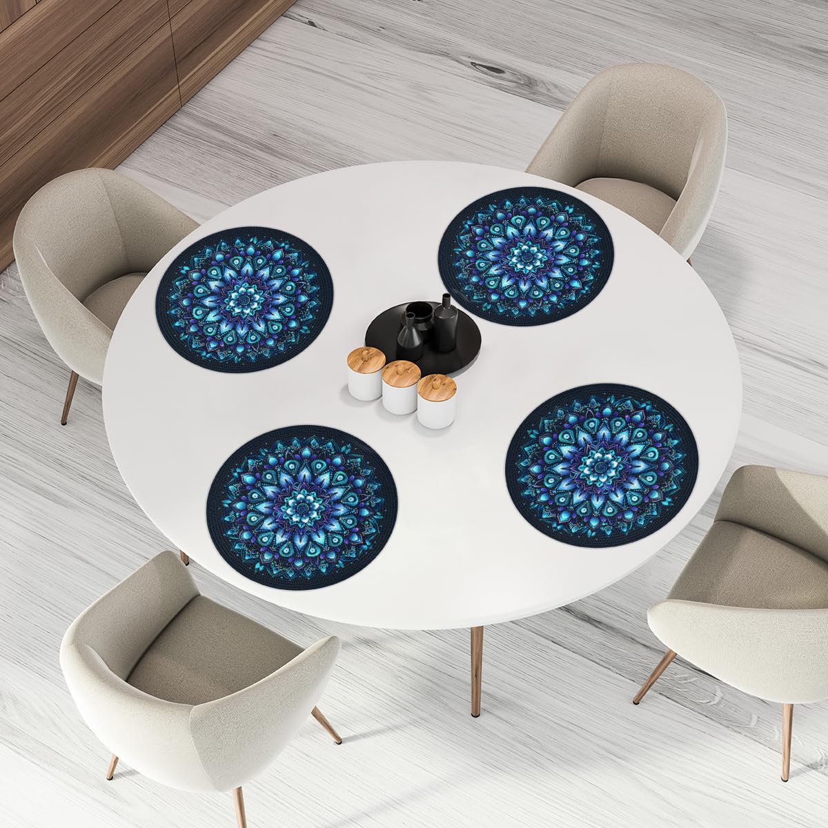 Mandala Placemats Round Placemats Set of 6 Festival Party (A 013 / 6 pieces)