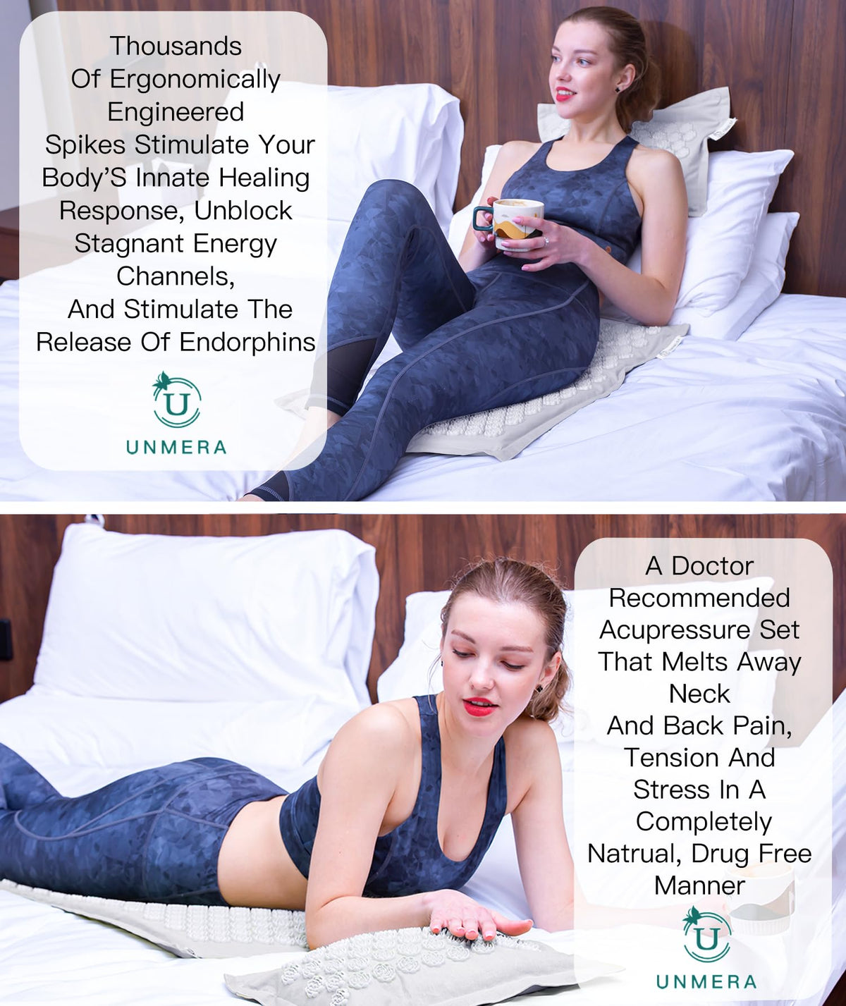 Acupressure Mat and Pillow Set (Linen Grey)