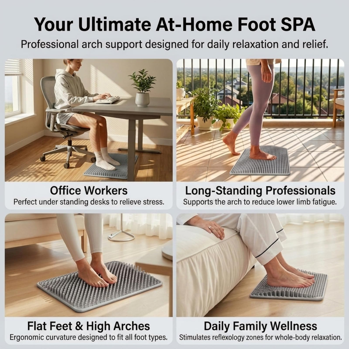 Foot Massage Mat with 660 Acupressure Nodes (Gray)