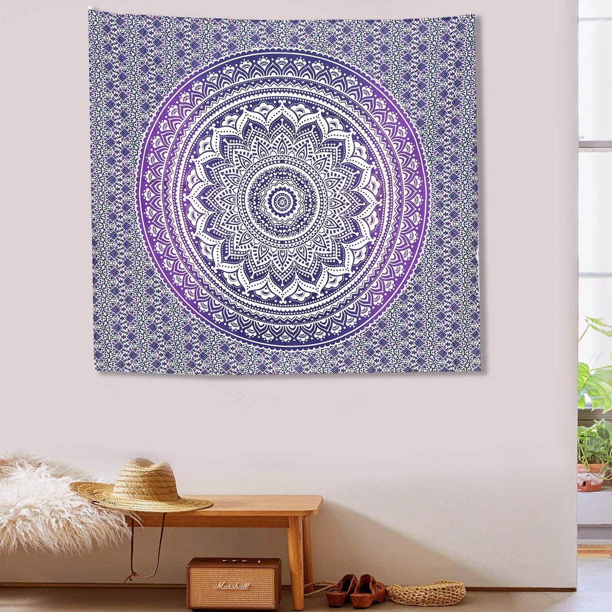 Ombre Wall Hanging Bohemian Tapestry (Purple Blue / 60"L x 54"W)