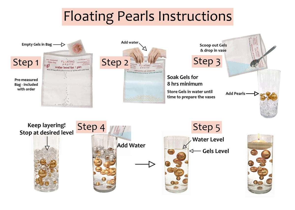 100 Floating Rose Gold Pearls (Rose Gold / 100 Pearls & Gems+LightsWarmWhite)