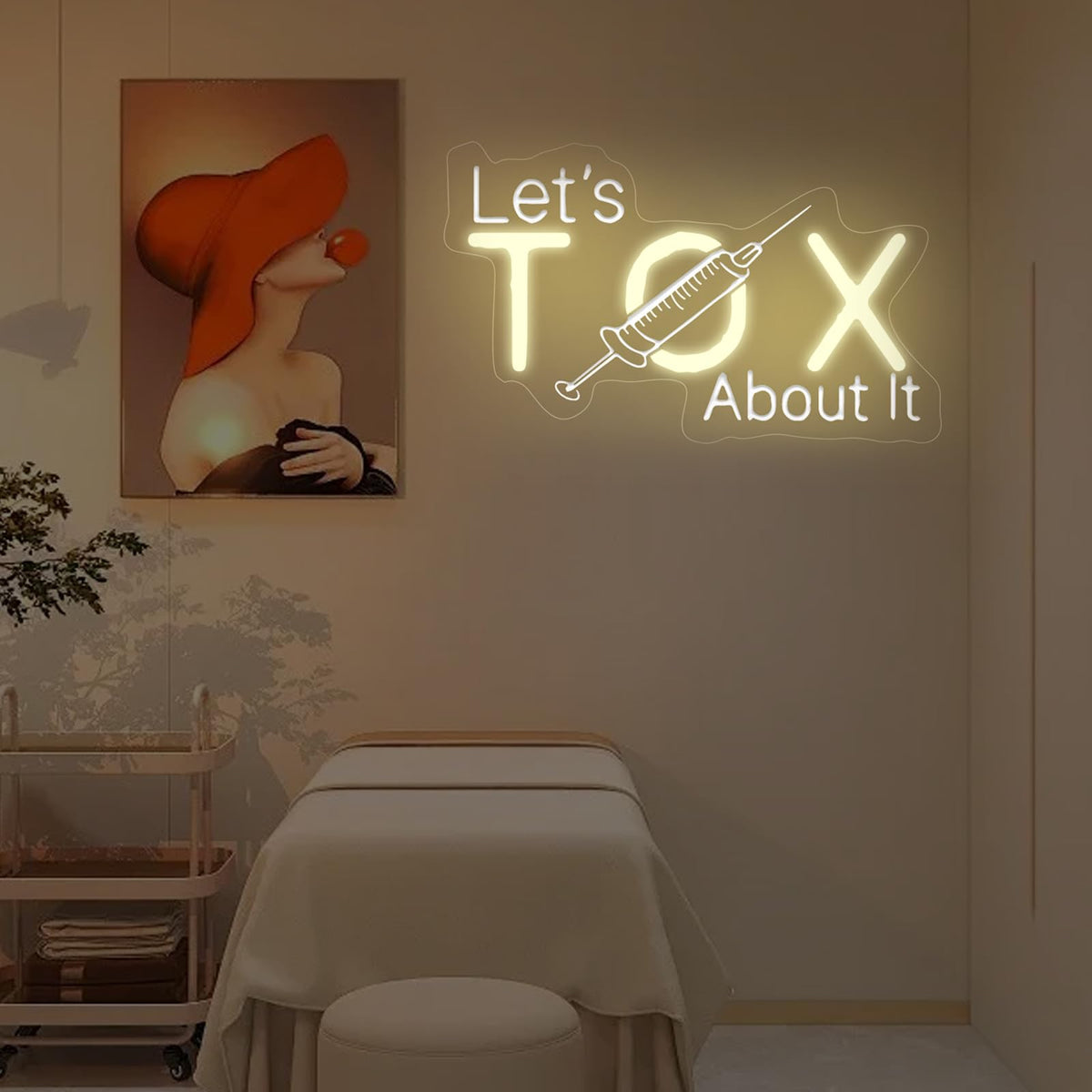 Let's Tox about it Neon Sign Botox LED Light Injector Spa Studio Decor (Tox-1-Warm White)