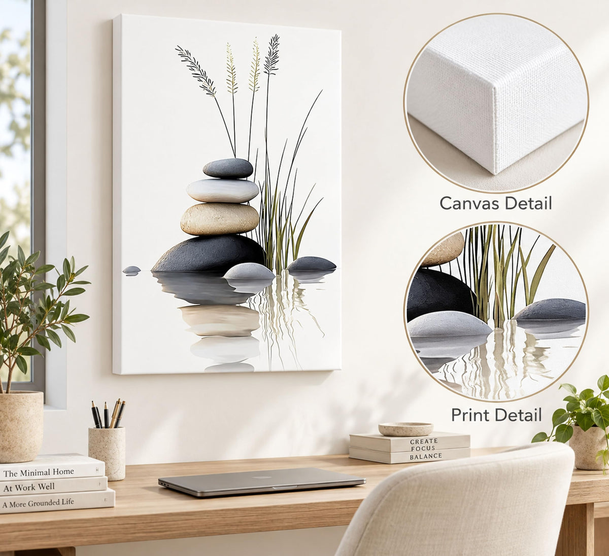 Zen Stone Canvas Wall Art 12x16in (Zen Stone-Canvas / 16"L x 12"W)