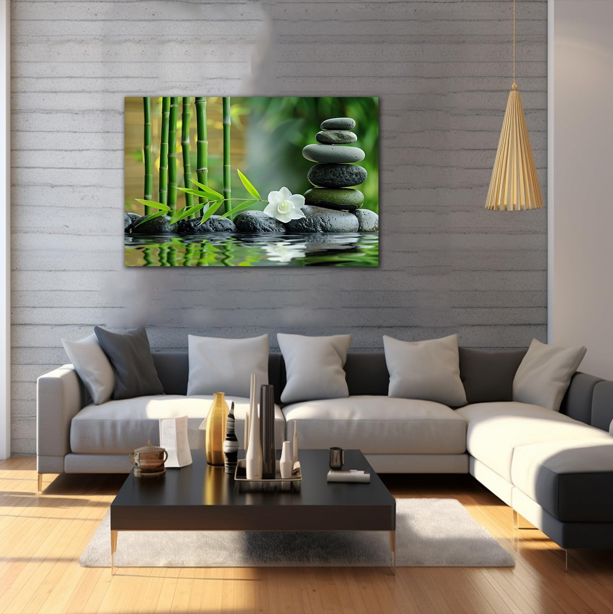 Zen Wall Art Zen Black Stone Canvas Prints for Meditation Office Decor (Zen Stones Canvas Frame-14 / 48"L x 32"W)