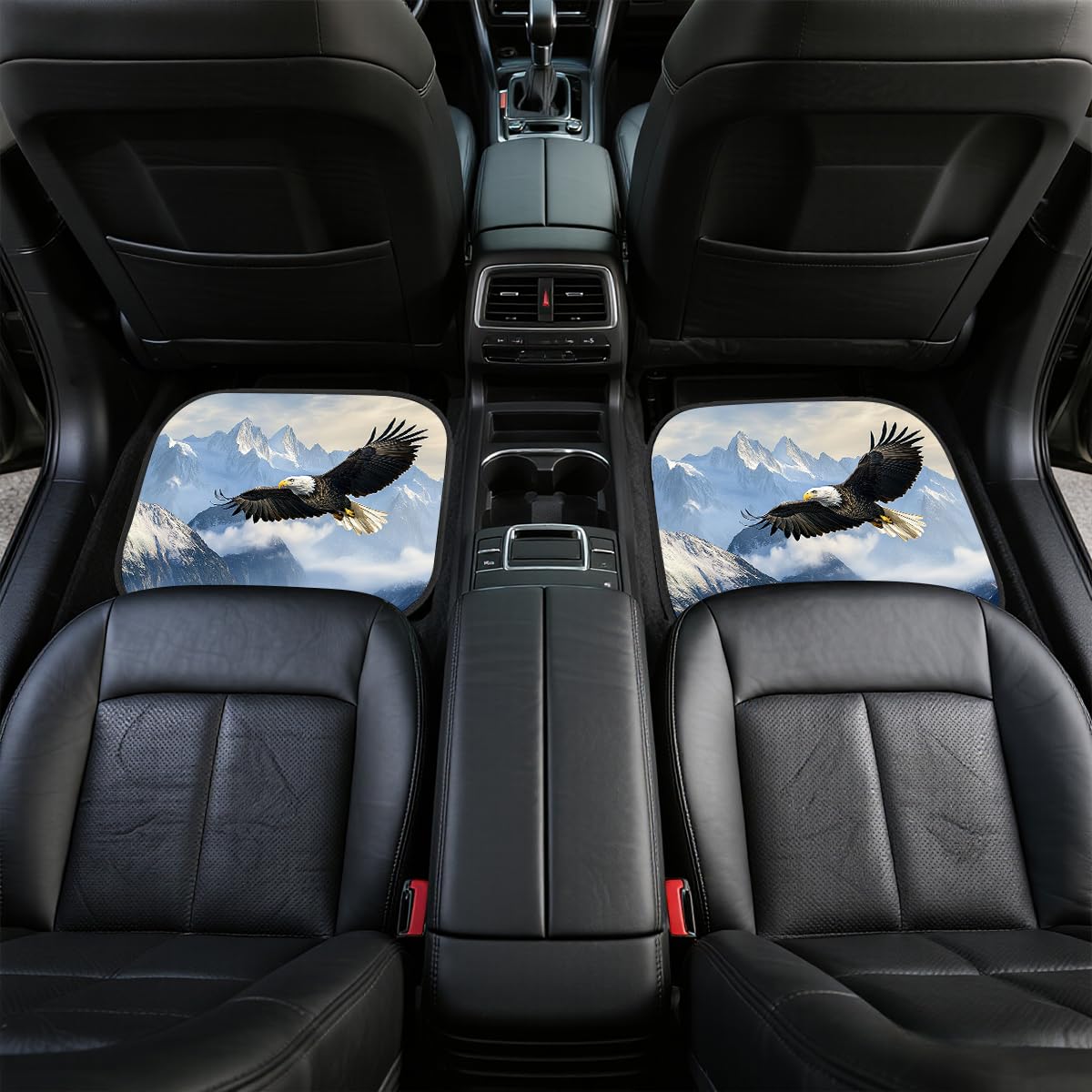 Eagle Car Floor Mats Set of 4 Rustic Sun Soaring Mountain Cloud Blue Sky Automotive Car Floor Carpets Non (26.8"L x 17.3"W x 0.4"Th / Eagle)