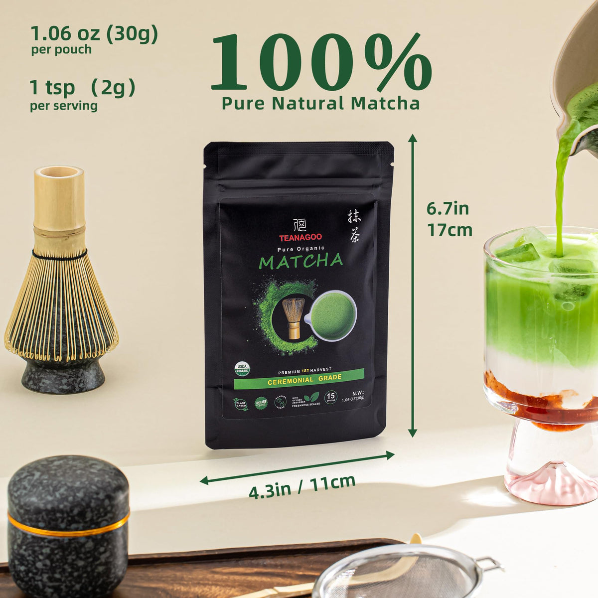 Matcha Powder Ceremonial Grade (1.06 Ounce (Pack of 1))