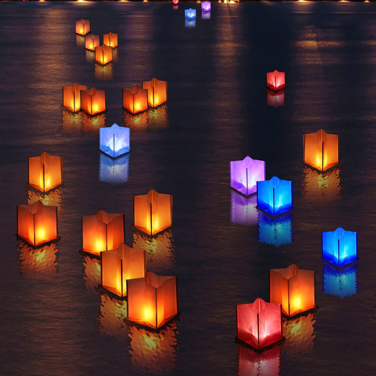10Pack 6”Paper Floating Candle Lantern (10lanterns With Colorful Lights and Controller)